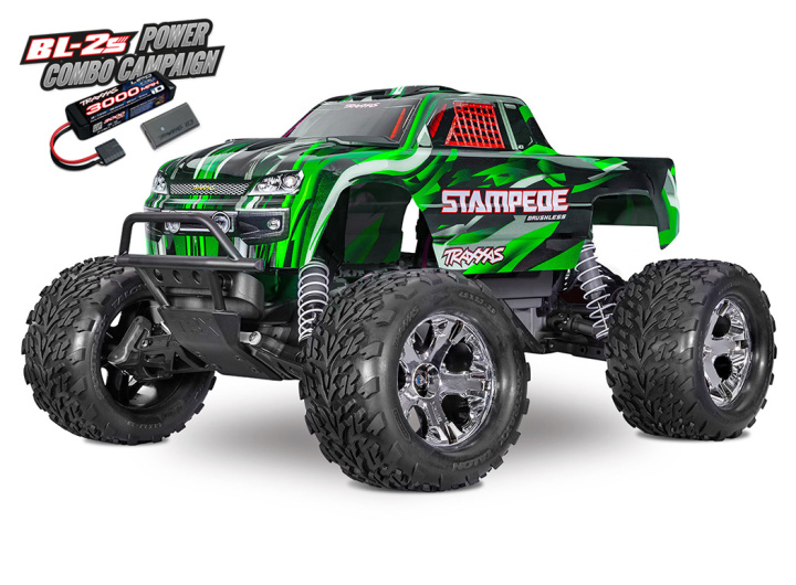 Stampede 2WD 1/10 RTR TQ BL-2s HD Grön i gruppen Katalog / Fabrikat / T / Traxxas / Modeller hos Minicars Hobby Distribution AB (TRX36354-4-GRN)