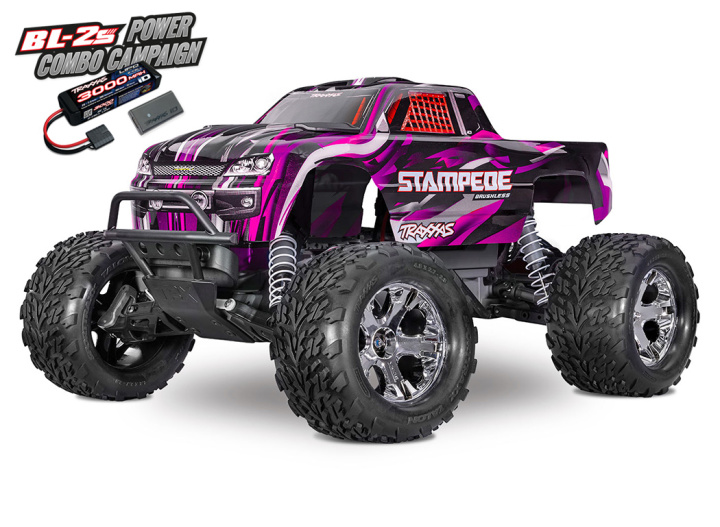 Stampede 2WD 1/10 RTR TQ BL-2s HD Pink i gruppen Katalog / Fabrikat / T / Traxxas / Modeller hos Minicars Hobby Distribution AB (TRX36354-4-PINK)