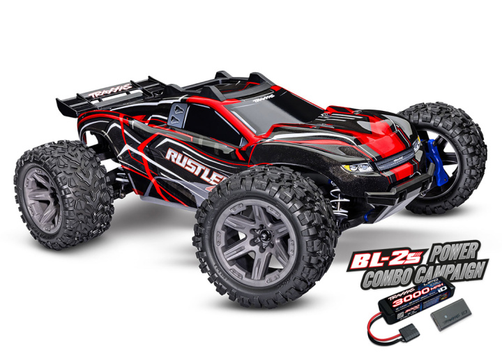 Rustler 4x4 BL-2s 1/10 RTR TQ Röd i gruppen Katalog / Fabrikat / T / Traxxas / Modeller hos Minicars Hobby Distribution AB (TRX67164-4-RED)