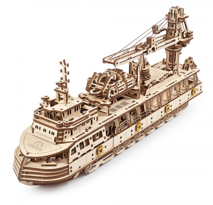 Ugears Research Vessel i gruppen Katalog / Bygghobby / Byggsatser Trä & Metall / Träbyggsatser Mekaniska hos Minicars Hobby Distribution AB (UG70135)
