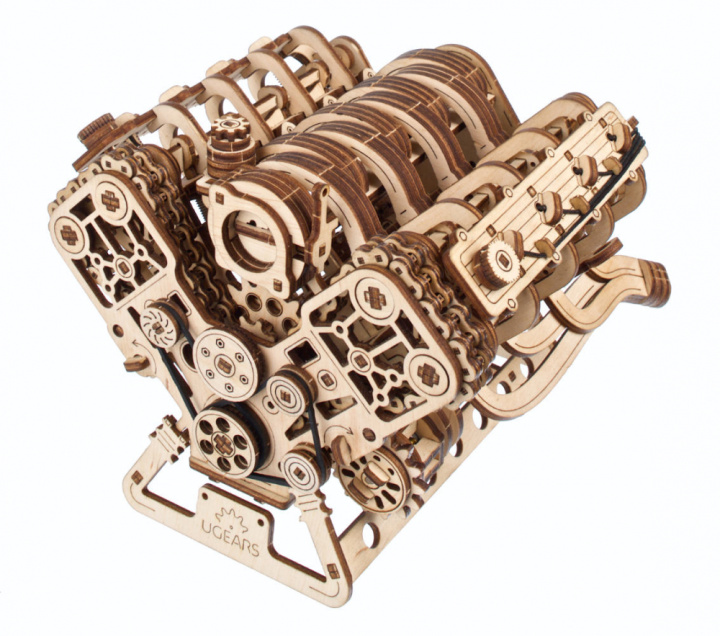 Ugears V8 Engine i gruppen Katalog / Bygghobby / Byggsatser Trä & Metall / Träbyggsatser Mekaniska hos Minicars Hobby Distribution AB (UG70264)