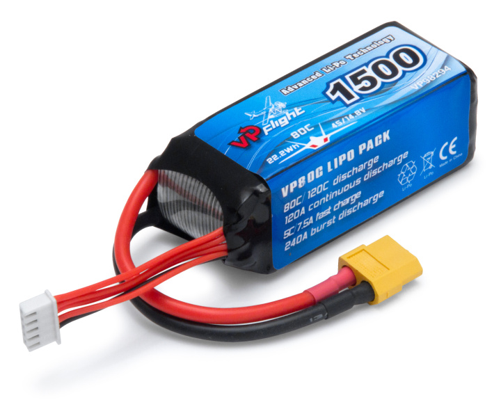 Li-Po Battery 4S 14,8V 1500mAh 80C XT60-Connector in der Gruppe Katalog / Hersteller / V/W / Vapex / Li-Po Batteries bei Minicars Hobby Distribution AB (VP98294)