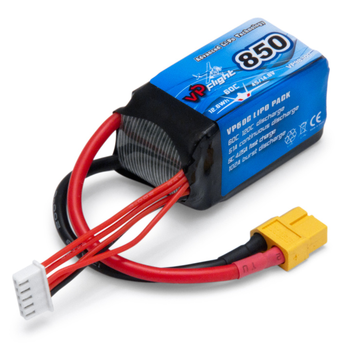 Li-Po Battery 4S 14,8V 850mAh 60C XT60-Connector in the group Catalog / Brands / V/W / Vapex / Li-Po Batteries at Minicars Hobby Distribution AB (VP98300)