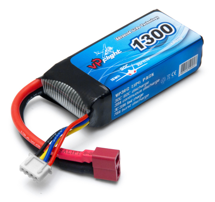 Li-Po Batteri 3S 11,1V 1300mAh 30C T-Kontakt i gruppen Katalog hos Minicars Hobby Distribution AB (VPLP014FD)