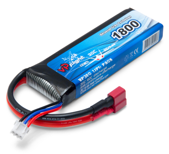 Li-Po Battery 2S 7.4V 1800mAh 30C T-Connector in der Gruppe Katalog / RC-Zubehör / Batteries & Accessories bei Minicars Hobby Distribution AB (VPLP015FD)