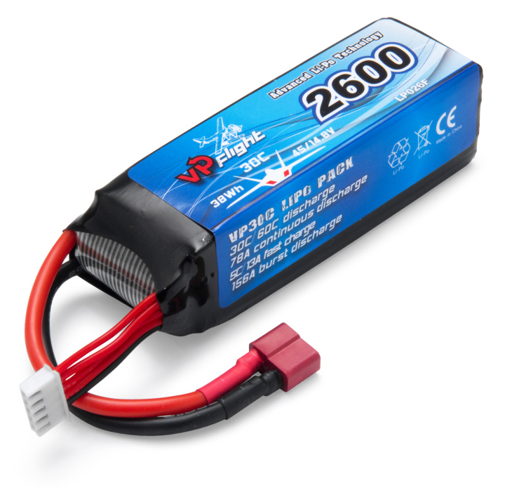 Li-Po Battery 4S 14,8V 2600mAh 30C T-connector in der Gruppe Katalog / Hersteller / V/W / Vapex / Li-Po Batteries bei Minicars Hobby Distribution AB (VPLP026FD)