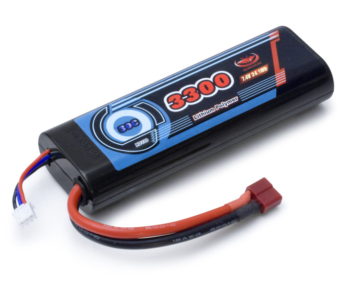 Li-Po Batteri 2S 7,4V 3300mAh 30C T-kontakt i gruppen Katalog / Fabrikat / V/W / Vapex / Li-Po Batterier hos Minicars Hobby Distribution AB (VPRD330D2)